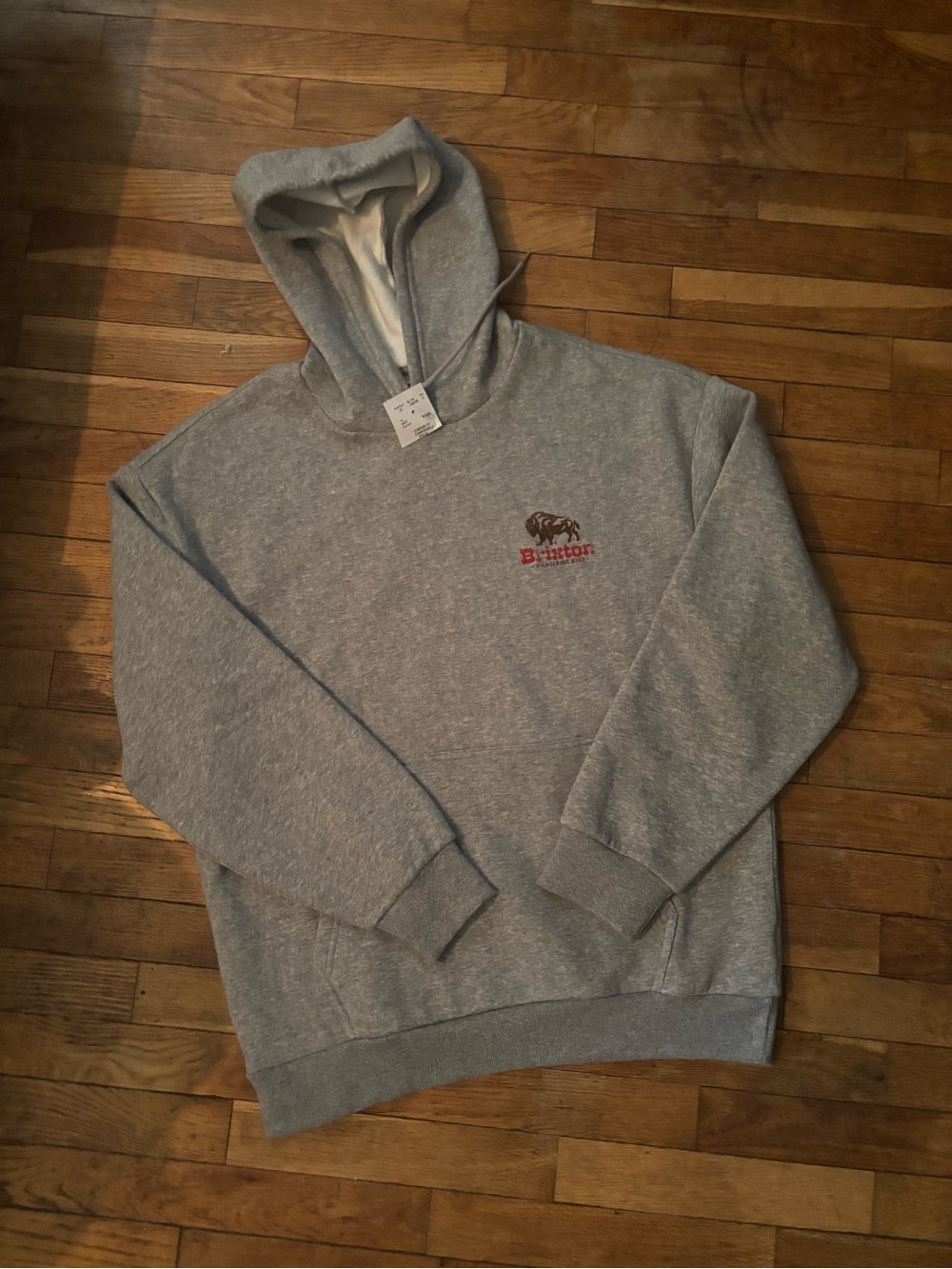 NWT Brixton Heather Gray Hooded Pullover with Small Chest Logo